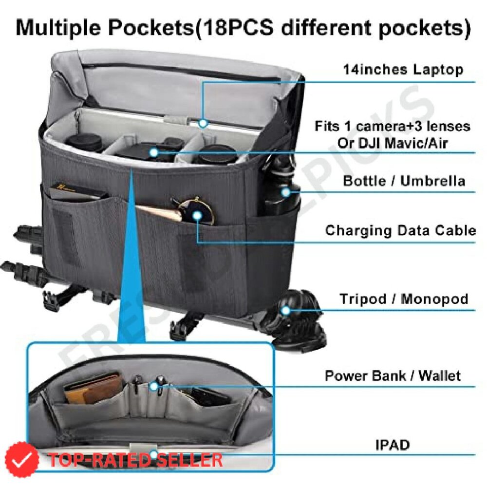 Professional Camera Bag Waterproof Messenger Case… - image 3